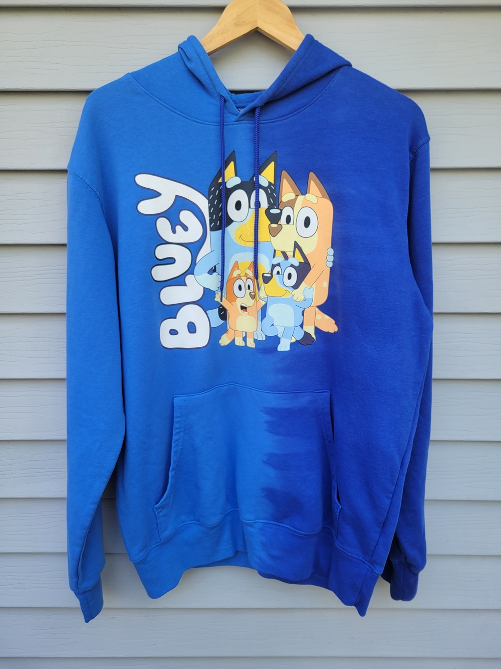 Bluey Family Hoodie Mens Medium Blue Two Tone Dip Dye Sweatshirt